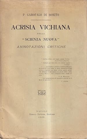 Acrisia vichiana nella "Scienza Nuova". Annotazioni critiche