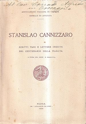 Stanislao Cannizzaro. Scritti vari e lettere inedite nel centenario della nascita