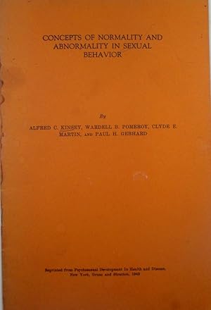 Bild des Verkufers fr Concepts of Normality and Abnormality in Sexual Behavior. Offprint from Psychosexual Development in Health and Disease zum Verkauf von Mare Booksellers ABAA, IOBA