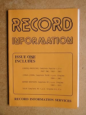 Immagine del venditore per Record Information. Issue One. venduto da N. G. Lawrie Books