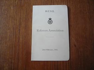 Referees Association - Menu - 22nd February, 1916
