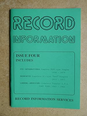 Immagine del venditore per Record Information. Issue Four. venduto da N. G. Lawrie Books