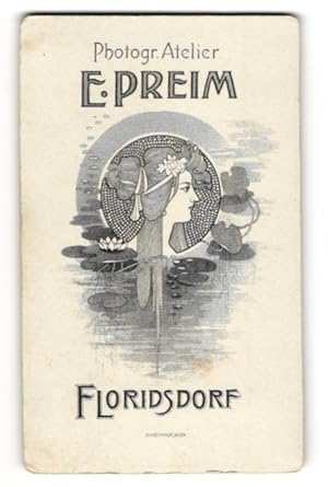 Bild des Verkufers fr Fotografie E. Priem, Floridsdorf, Frauenkopf im Jugendstil von Seerosen umgeben zum Verkauf von Bartko-Reher