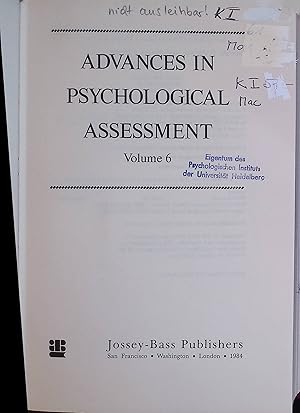 Seller image for Advances in Psychological Assessment, vol. 6 for sale by books4less (Versandantiquariat Petra Gros GmbH & Co. KG)