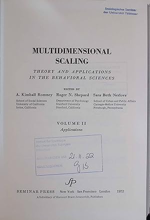 Seller image for Multidimensional Scaling: Theory and Applications in the Behavioral Sciences, vol. 11: Applications for sale by books4less (Versandantiquariat Petra Gros GmbH & Co. KG)