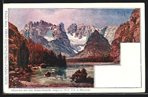 Artista-Cartolina Philipp + Kramer Nr. VIII /10: Cortina, Dürrensee mit dem Monte-Cristallo