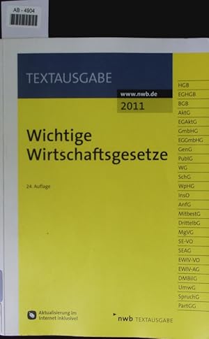 Bild des Verkufers fr Wichtige Wirtschaftsgesetze. zum Verkauf von Antiquariat Bookfarm