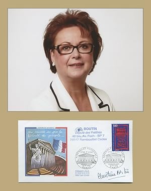 Bild des Verkufers fr Christine Boutin - Premier jour sign + Photo zum Verkauf von PhP Autographs