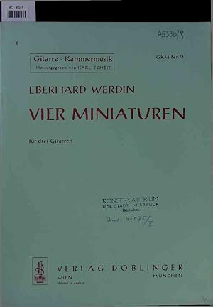 Bild des Verkufers fr Eberhard Werdin. Vier Miniaturen fr drei Gitarren. zum Verkauf von Antiquariat Bookfarm