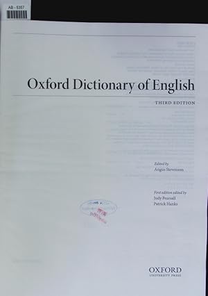 Bild des Verkufers fr Oxford dictionary of English. zum Verkauf von Antiquariat Bookfarm