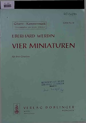 Bild des Verkufers fr Eberhard Werdin. Vier Miniaturen fr drei Gitarren. zum Verkauf von Antiquariat Bookfarm