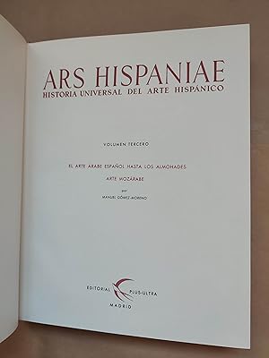 Seller image for Ars hispaniae. Historia universal del arte hispnico. Vol. 3. El arte rabe espaol hasta los almohades arte mozbare. for sale by LIBRERIA ANTICUARIA LUCES DE BOHEMIA