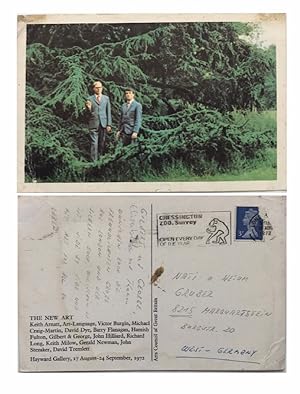 Von Gilbert and George eigenhändig geschriebene und adressierte Postkarte,