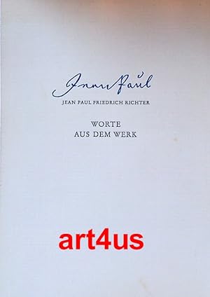Bild des Verkufers fr Jean Paul Friedrich Richter : Worte aus dem Werk : zum Verkauf von art4us - Antiquariat