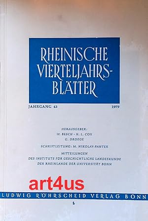 Rheinische Vierteljahrsblätter : Jahrgang 43 ; Des Instituts für Geschichtliche Landeskunde der R...