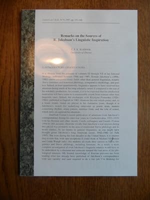 Imagen del vendedor de Remarks on the Sources of R. Jakobson's Linguistic Inspiration. Private Fotokopie. a la venta por Antiquariat Floeder