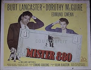 Imagen del vendedor de Mister 880 Lobby Title Card 1950 Burt Lancaster, Dorothy McGuire a la venta por AcornBooksNH