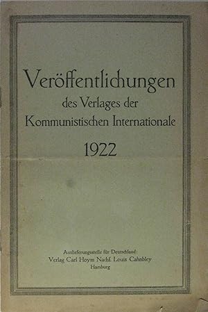 Imagen del vendedor de Verffentlichungen des Verlages der Kommunistischen Internationale 1922. a la venta por Rotes Antiquariat