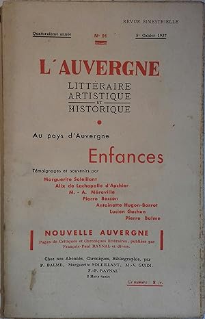 Seller image for Au pays d'Auvergne. Enfances. Tmoignages et souvenirs. for sale by Librairie Et Ctera (et caetera) - Sophie Rosire