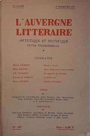 Seller image for L'Auvergne littraire artistique et historique N 187. for sale by Librairie Et Ctera (et caetera) - Sophie Rosire