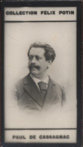 Image du vendeur pour Photographie de la collection Flix Potin (4 x 7,5 cm) reprsentant : Paul de Cassagnac, journaliste et homme politique. Dbut XXe. Vers 1900. mis en vente par Librairie Et Ctera (et caetera) - Sophie Rosire