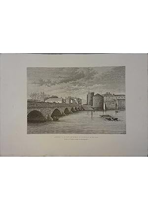 Limerick. Le pont de Thomond et le château du roi Jean. Gravure extraite de la Géographie univers...