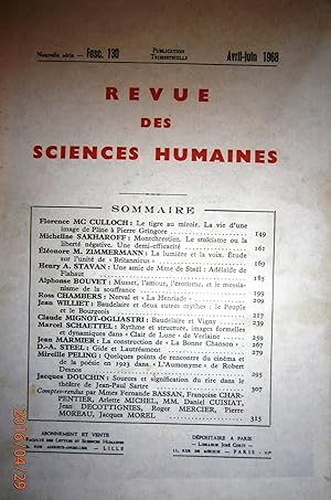 Imagen del vendedor de Revue des sciences humaines N 130. Publication trimestrielle. Articles sur Corneille - Mme de Stal - Musset - Nerval - Baudelaire - Verlaine - Desnos - Sartre Avril-juin 1968. a la venta por Librairie Et Ctera (et caetera) - Sophie Rosire