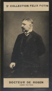 Imagen del vendedor de Photographie de la collection Flix Potin (4 x 7,5 cm) reprsentant : Docteur de Rosen, homme politique. Dbut XXe. Vers 1900. a la venta por Librairie Et Ctera (et caetera) - Sophie Rosire