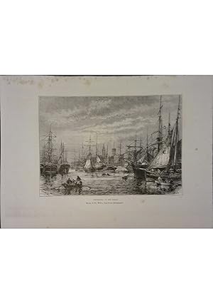 Liverpool. Les Docks. Gravure extraite de la Géographie universelle d'Elisée Reclus. Vers 1880.