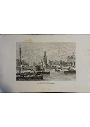 Amsterdam. Le Kalkmarkt. Gravure extraite de la Géographie universelle d'Elisée Reclus. Vers 1880.
