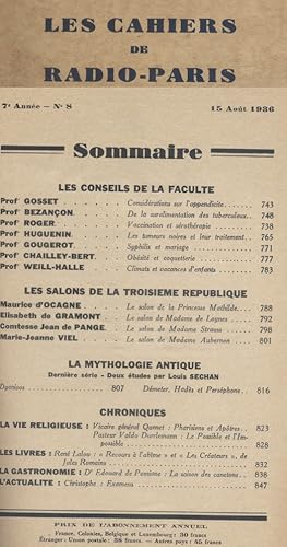 Les Cahiers de Radio-Paris 1936-8 : Les conseils de La Faculté, les salons de la troisième Républ...