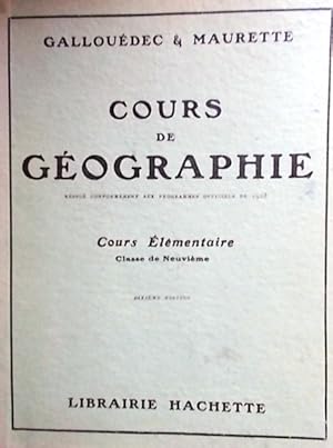 Seller image for Cours de gographie. Cours lmentaire. Classe de neuvime. for sale by Librairie Et Ctera (et caetera) - Sophie Rosire