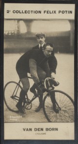 Immagine del venditore per Photographie de la collection Flix Potin (4 x 7,5 cm) reprsentant : Juliaan Van Den Born, coureur cycliste. Dbut XXe. Vers 1900. venduto da Librairie Et Ctera (et caetera) - Sophie Rosire