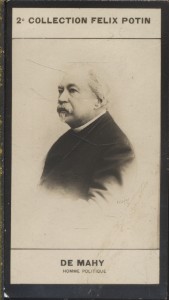 Bild des Verkufers fr Photographie de la collection Flix Potin (4 x 7,5 cm) reprsentant : Franois-Csaire de Mahy, homme politique. Dbut XXe. Vers 1900. zum Verkauf von Librairie Et Ctera (et caetera) - Sophie Rosire