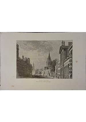 Oxford. High Street. Gravure extraite de la Géographie universelle d'Elisée Reclus. Vers 1880.