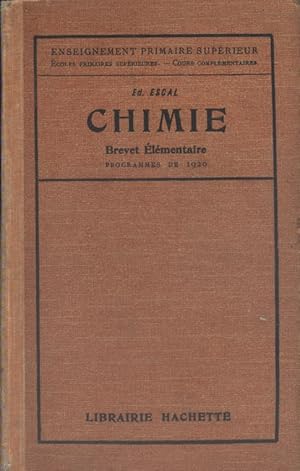 Imagen del vendedor de Chimie. Brevet lmentaire. Vers 1930. a la venta por Librairie Et Ctera (et caetera) - Sophie Rosire