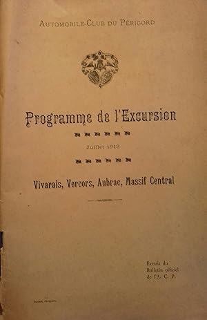 Programme de l'excursion. Juillet 1913.