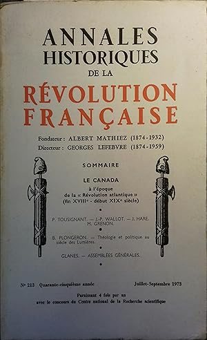 Le Canada à l'époque de la "Révolution atlantique". Juillet-Septembre 1973.