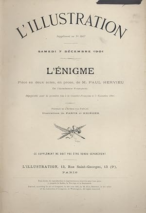 Seller image for L'Illustration (Supplment thtral du N 3067) : L'nigme, pice de Paul Hervieu. 7 dcembre 1901. for sale by Librairie Et Ctera (et caetera) - Sophie Rosire