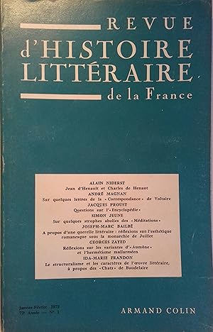 Revue d'histoire littéraire de la France 72 e année - N° 1. Jean d'Henault et Charles de Henaut (...