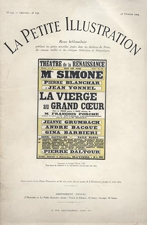 Seller image for La Petite illustration thtrale N 137 : La vierge au grand coeur, pice de Franois Porch sur Jeanne d'Arc. 28 fvrier 1925. for sale by Librairie Et Ctera (et caetera) - Sophie Rosire