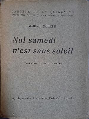 Image du vendeur pour Nul samedi n'est sans soleil. mis en vente par Librairie Et Ctera (et caetera) - Sophie Rosire