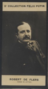 Bild des Verkufers fr Photographie de la collection Flix Potin (4 x 7,5 cm) reprsentant : Robert de Flers, homme de lettres. Dbut XXe. Vers 1900. zum Verkauf von Librairie Et Ctera (et caetera) - Sophie Rosire