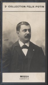 Seller image for Photographie de la collection Flix Potin (4 x 7,5 cm) reprsentant : Edmond Missa, compositeur. Dbut XXe. Vers 1900. for sale by Librairie Et Ctera (et caetera) - Sophie Rosire