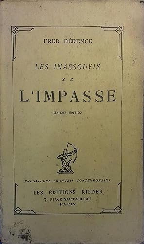 Imagen del vendedor de L'Impasse. (Les inassouvis - 2). a la venta por Librairie Et Ctera (et caetera) - Sophie Rosire