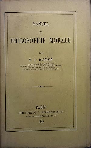 Seller image for Manuel de philosophie morale. for sale by Librairie Et Ctera (et caetera) - Sophie Rosire