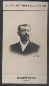 Photographie de la collection Félix Potin (4 x 7,5 cm) représentant : Frédéric Montenard, peintre...