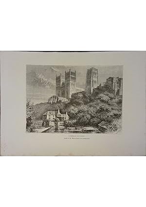 Cathédrale de Durham. Gravure extraite de la Géographie universelle d'Elisée Reclus. Vers 1880.