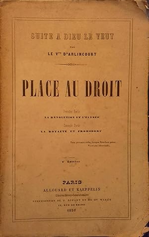 Seller image for Place au droit. (Suite  Dieu le veut). for sale by Librairie Et Ctera (et caetera) - Sophie Rosire