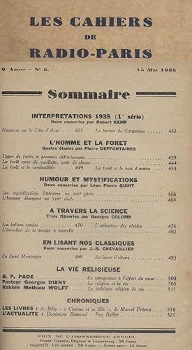 Image du vendeur pour Les Cahiers de Radio-Paris 1935-5 : Robert Kemp - Pierre Deffontaines - Humour et mystifications par Lon-Pierre Quint Confrences donnes dans l'auditorium de la Compagnie franaise de radiophonie. 15 mai 1935. mis en vente par Librairie Et Ctera (et caetera) - Sophie Rosire